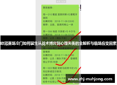 欧冠赛场冷门如何诞生从战术博弈到心理失衡的全解析与临场应变因素